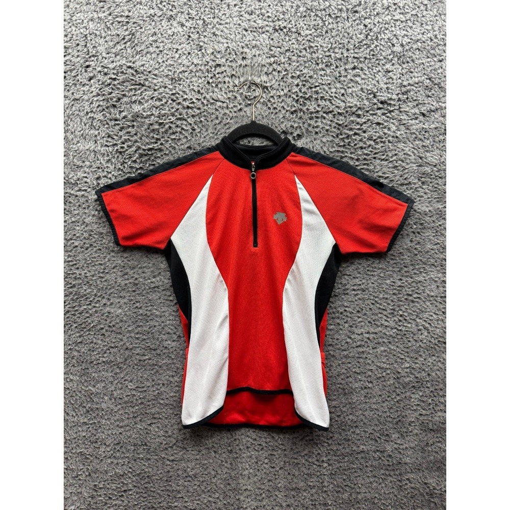 Descente Athletic Half-Zip Short Sleeve Cycling Jersey Red Mens Size‎ M
